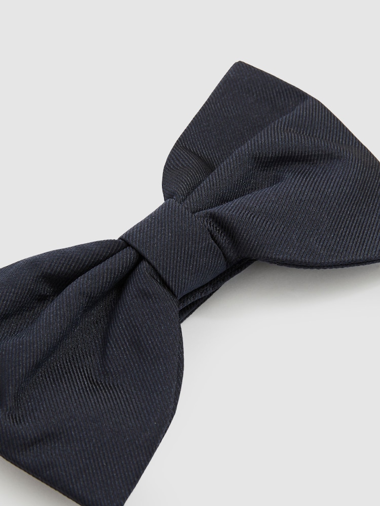 Reiss Navy Boyle Grosgrain Silk Bow Tie - Image 4 of 4