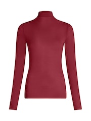 Hunkemoller Red Supersoft Turtleneck T-Shirt Thermal Base Layer With Cashmere - Image 4 of 5