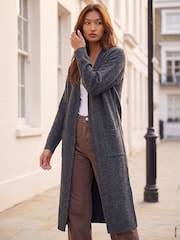 Roman Grey Long Line Edge To Edge Cardigan - Image 1 of 4