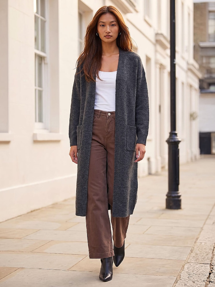 Roman Grey Long Line Edge To Edge Cardigan - Image 2 of 4 Roman Grey Long Line Edge To Edge Cardigan - Image 2 of 4