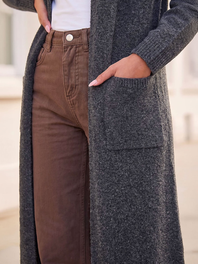 Roman Grey Long Line Edge To Edge Cardigan - Image 4 of 4 Roman Grey Long Line Edge To Edge Cardigan - Image 4 of 4