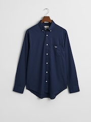 GANT Blue Regular Fit Poplin 100% Cotton Shirt - Image 4 of 4