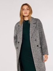 Apricot Grey Double Breasted Boucle Coat - Image 1 of 5
