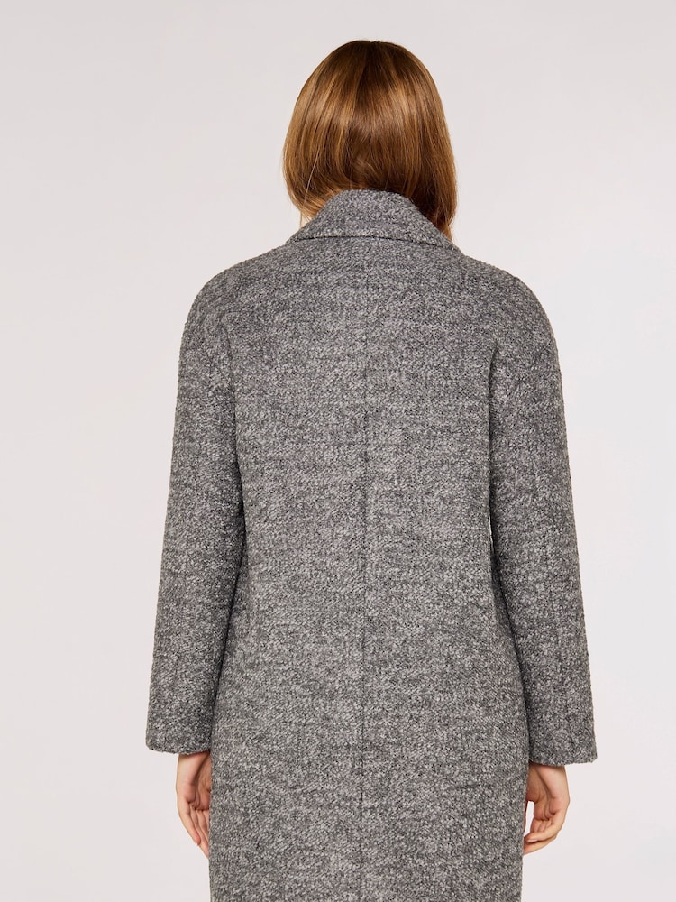 Apricot Grey Double Breasted Boucle Coat - Image 2 of 5