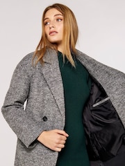 Apricot Grey Double Breasted Boucle Coat - Image 3 of 5