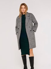 Apricot Grey Double Breasted Boucle Coat - Image 4 of 5