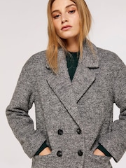 Apricot Grey Double Breasted Boucle Coat - Image 5 of 5