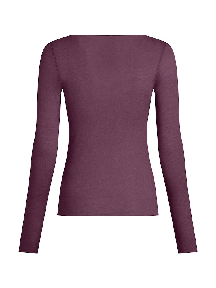 Hunkemoller Black Berry Wine Purple Supersoft Boatneck T-Shirt Thermal Base Layer With Cashmere - Image 5 of 5 Hunkemoller Black Berry Wine Purple Supersoft Boatneck T-Shirt Thermal Base Layer With Cashmere - Image 5 of 5