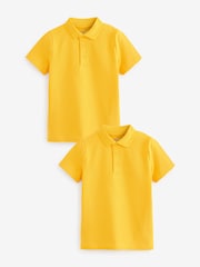 Yellow Regular Fit Cotton School Short Sleeve 100% Cotton Polo Shirts 2 Pack (3-16yrs) - Image 1 of 4