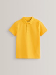 Yellow Regular Fit Cotton School Short Sleeve 100% Cotton Polo Shirts 2 Pack (3-16yrs) - Image 2 of 4