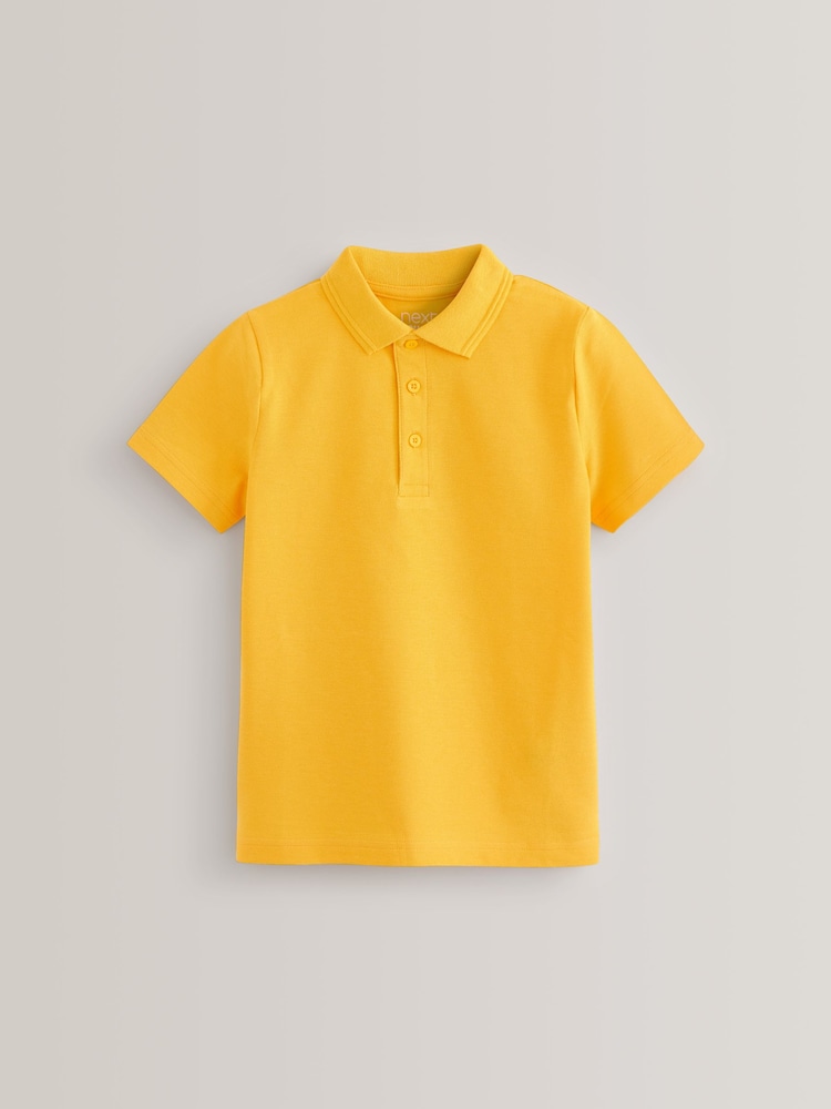 Yellow Regular Fit Cotton School Short Sleeve 100% Cotton Polo Shirts 2 Pack (3-16yrs) - Image 2 of 4