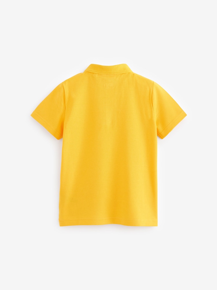 Yellow Regular Fit Cotton School Short Sleeve 100% Cotton Polo Shirts 2 Pack (3-16yrs) - Image 3 of 4