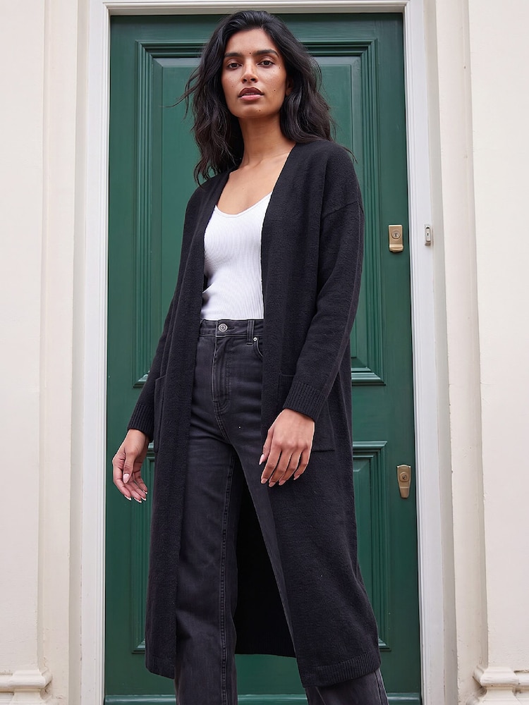 Roman Black Long Line Edge To Edge Cardigan - Image 1 of 4