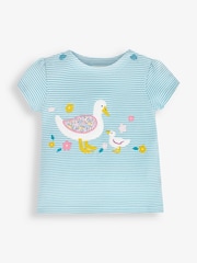 JoJo Maman Bébé Duck Egg Stripe Duck Appliqué T-Shirt - Image 1 of 3