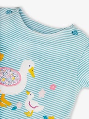 JoJo Maman Bébé Duck Egg Stripe Duck Appliqué T-Shirt - Image 2 of 3