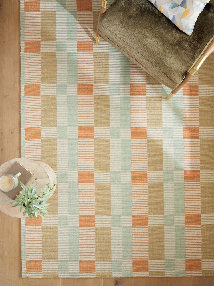Multi Pastel Harmony Check Rug - Image 1 of 8