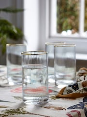 Clarke & Clarke Clear/Gold Denver Set of 4 Tall Tumbler Glasses - Image 1 of 2
