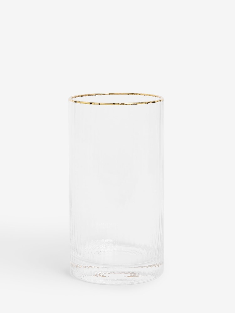 Clarke & Clarke Clear/Gold Denver Set of 4 Tall Tumbler Glasses - Image 2 of 2