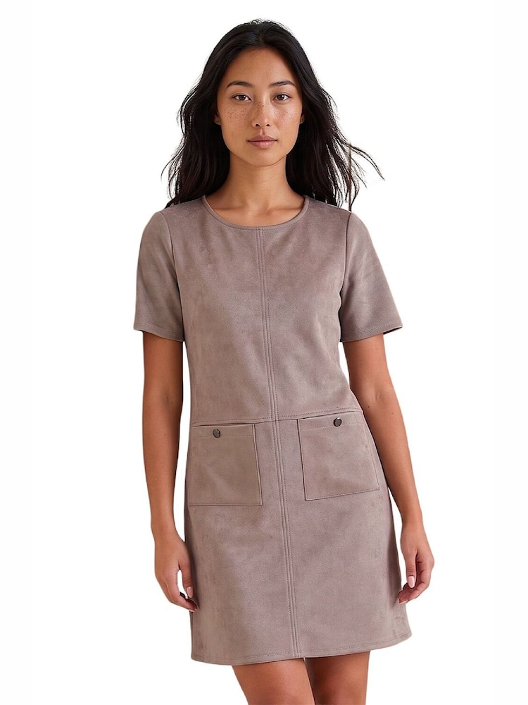 Roman Grey Petite Faux Suede Dress - Image 1 of 4 Roman Grey Petite Faux Suede Dress - Image 1 of 4