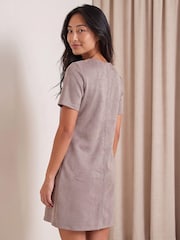 Roman Grey Petite Faux Suede Dress - Image 4 of 4