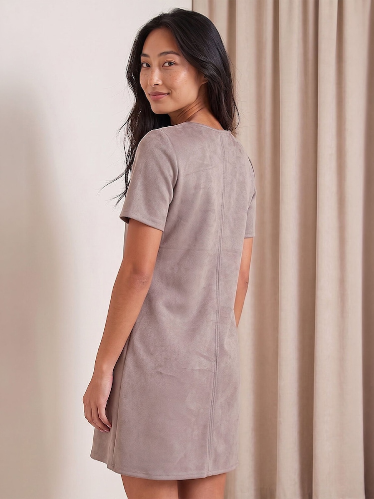 Roman Grey Petite Faux Suede Dress - Image 4 of 4 Roman Grey Petite Faux Suede Dress - Image 4 of 4