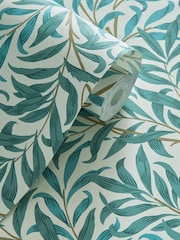 Clarke & Clarke William Morris Designs Teal Blue Willow Boughs 10.05M Wallpaper - Image 2 of 2