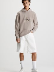 Calvin Klein Jeans Monologo Mineral Dye Brown Hoodie - Image 2 of 7