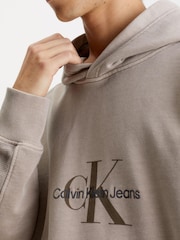 Calvin Klein Jeans Monologo Mineral Dye Brown Hoodie - Image 3 of 7