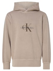 Calvin Klein Jeans Monologo Mineral Dye Brown Hoodie - Image 4 of 7