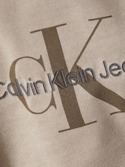 Calvin Klein Jeans Monologo Mineral Dye Brown Hoodie - Image 6 of 7