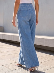 নীল - Roman Palazzo Denim Jeans - 4এর মধ্যে 3 ছবি