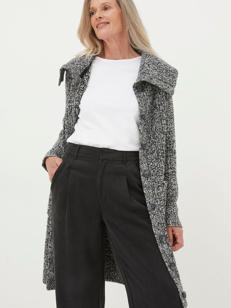 FatFace Black Lola Collar Coatigan - Image 1 of 5