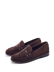 Moda in Pelle Brown Ema Smart Loafers With Stud Snaffle Strap - Image 2 of 4