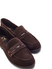 Moda in Pelle Brown Ema Smart Loafers With Stud Snaffle Strap - Image 3 of 4
