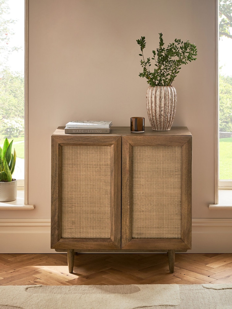Dark Abel Mango Wood Woven Front Small Sideboard - Image 2 of 8