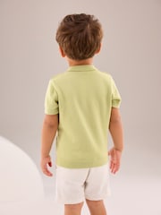 V barvi limete - Polo kratek rokav; s kratkimi rokavi Zip Neck 100% Cotton pulover (3mths-7yrs) - Slika 3 iz 7