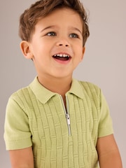 V barvi limete - Polo kratek rokav; s kratkimi rokavi Zip Neck 100% Cotton pulover (3mths-7yrs) - Slika 4 iz 7