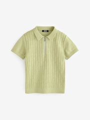 V barvi limete - Polo kratek rokav; s kratkimi rokavi Zip Neck 100% Cotton pulover (3mths-7yrs) - Slika 5 iz 7