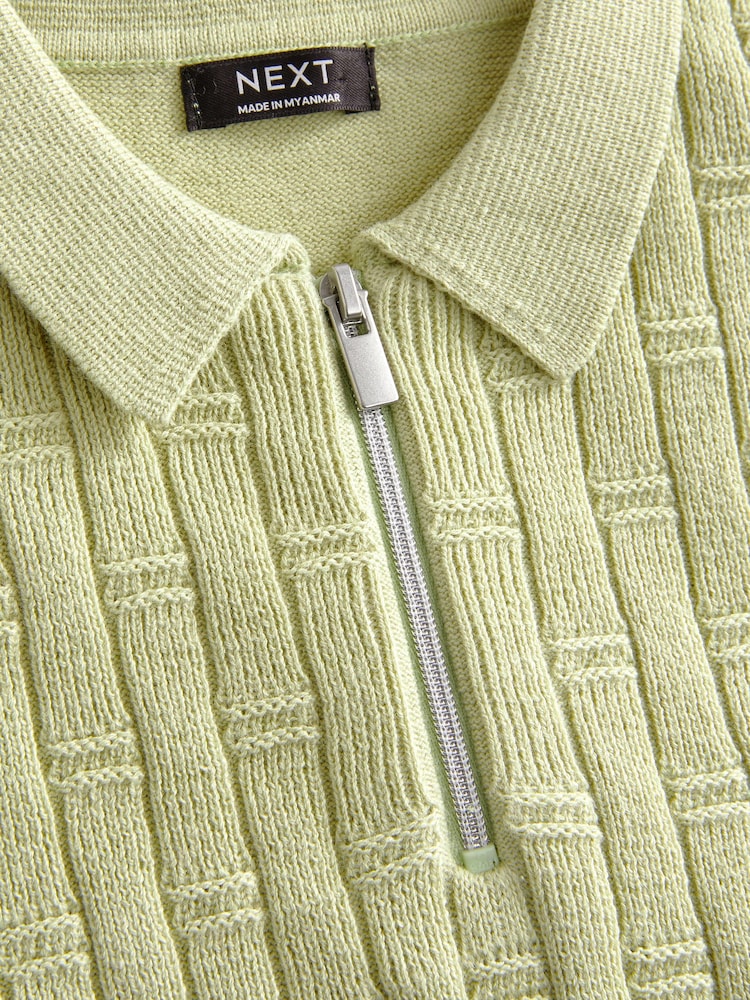 V barvi limete - Polo kratek rokav; s kratkimi rokavi Zip Neck 100% Cotton pulover (3mths-7yrs) - Slika 7 iz 7