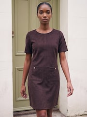 Roman Brown Petite Faux Suede Dress - Image 1 of 4
