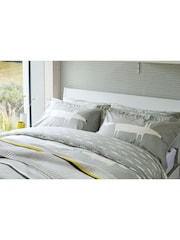 Scion Set of 2 Grey Mr Fox 100% Cotton Oxford Pillowcases - Image 1 of 3