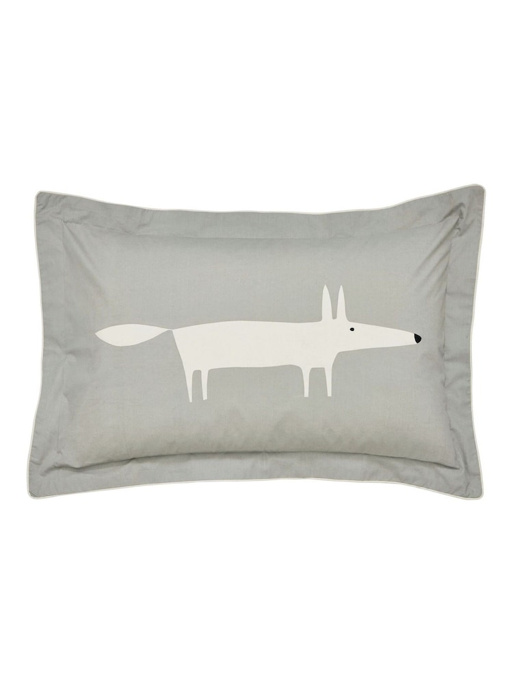 Scion Set of 2 Grey Mr Fox 100% Cotton Oxford Pillowcases - Image 3 of 3