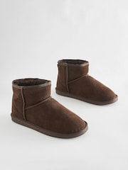 Brown Luxury Faux Fur Lined Suede Slipper Boots - Image 2 of 5