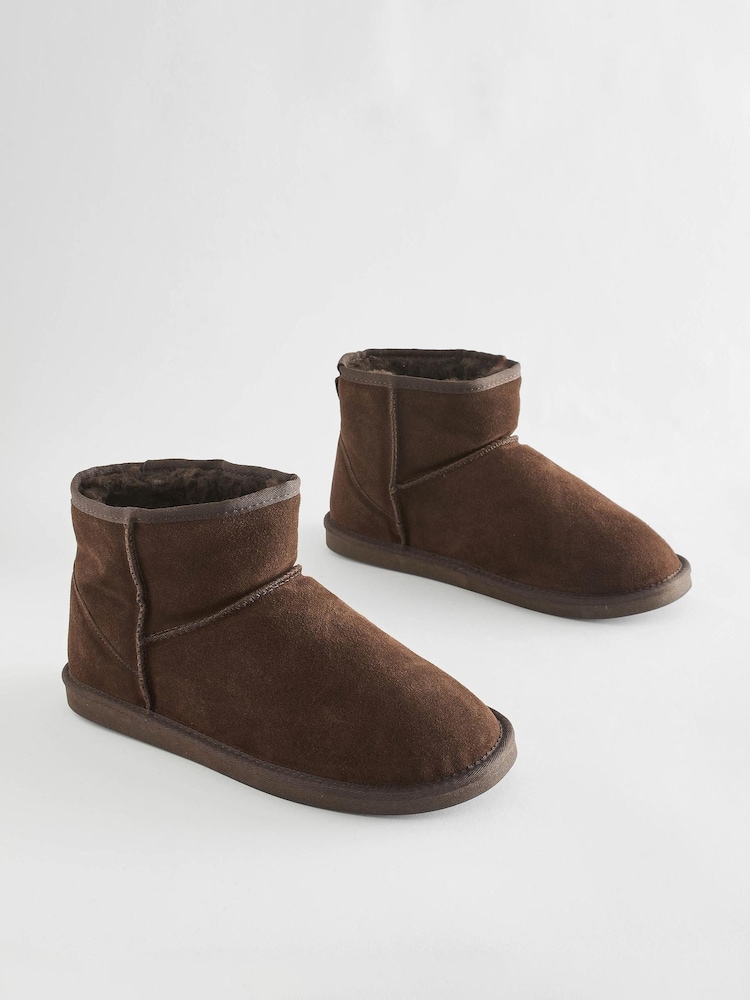 Brown Luxury Faux Fur Lined Suede Slipper Boots - Image 2 of 5