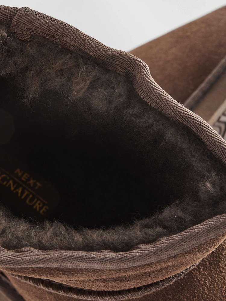 Brown Luxury Faux Fur Lined Suede Slipper Boots - Image 5 of 5