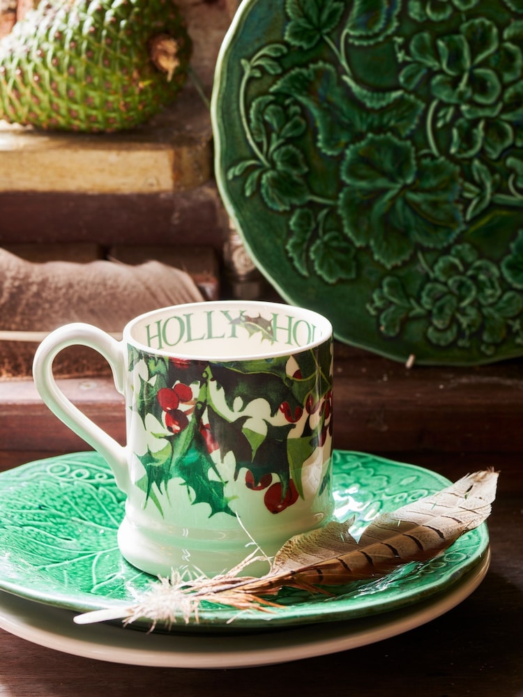 Emma Bridgewater Cream Holly 1/2 Pint Mug - Image 1 of 4 Emma Bridgewater Cream Holly 1/2 Pint Mug - Image 1 of 4
