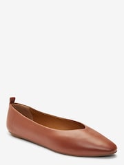 Tan Brown Signature Leather Ballerina Shoes - Image 2 of 5