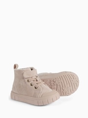 KIDLY by MORI Cream Corduroy Hightop Trainers - Image 3 of 4