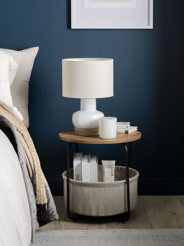 Dark Fabric Storage Bedside Table - Image 1 of 7