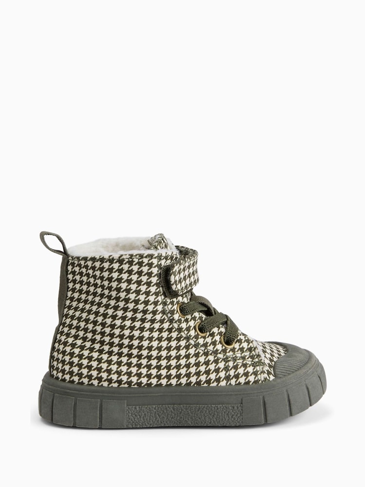 KIDLY by MORI Khaki Houndstooth Hightop Trainers - Bild 2 von 4